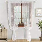 rideau transparent dentelle brodée fleurs pastoral blanc maison salon chambre patioextérieur