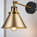 applique murale industrielle conique noire or réglable led chambre entrée moderne vintage