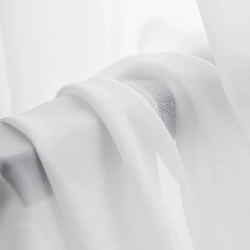 rideau moderne transparent blanc uni polyester fenêtre française installer h175cm h245cm h265cm h300cm