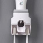 distributeur brosse dents adhésif moderne blanc rose gris matériau plastique salle bains