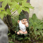 statue gnome jardin vert humour barbe blanche résine extérieure potager pelouse fleuri fantaisiste