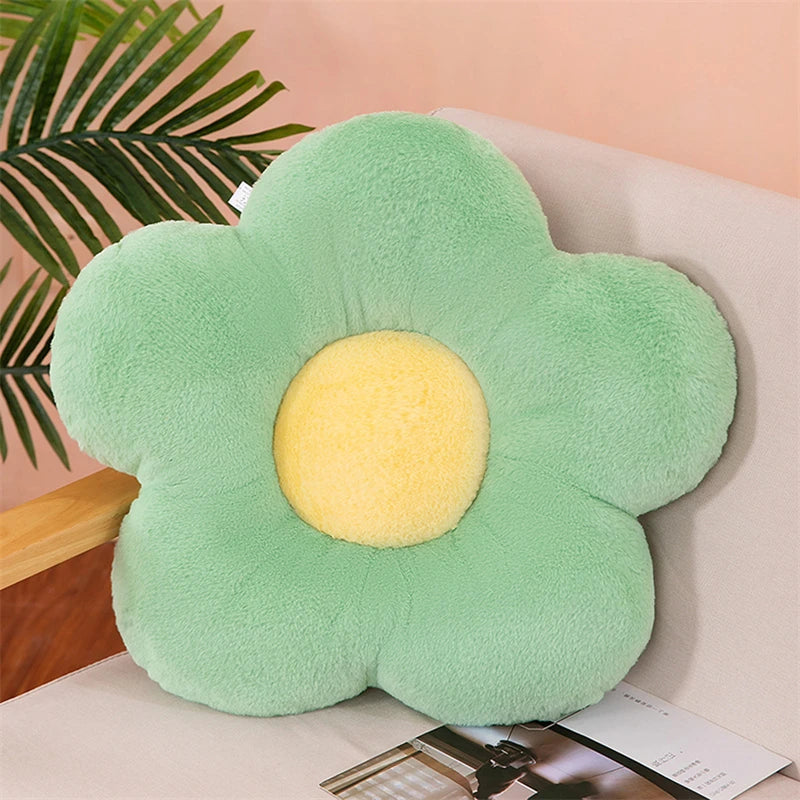 coussin fleur peluche lavable rose gris vert jaune violet moderne chambre lit