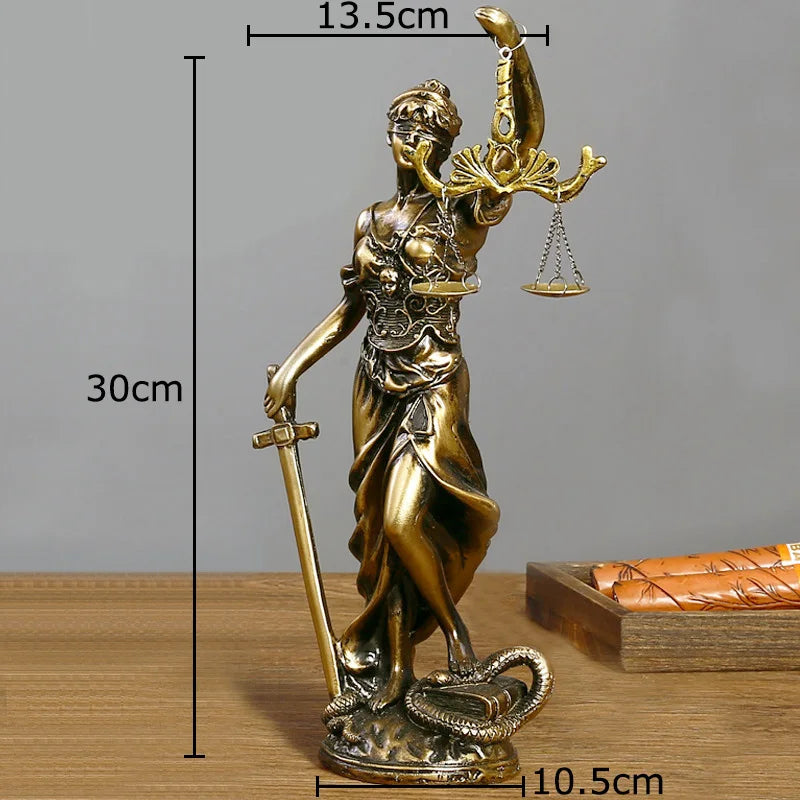 statue justice résine bronze doré décoration classique balance épée livre moderne chambre