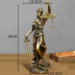 statue justice résine bronze doré décoration classique balance épée livre moderne chambre