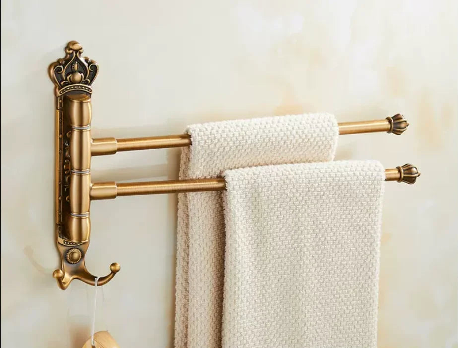 porte serviettes pivotant vintage blanc doré serviettes tissées fixation murale classique trois barres