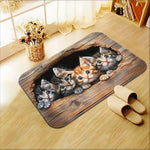 tapis moderne chatons trou bois multicolore antidérapant intérieur salon chambre