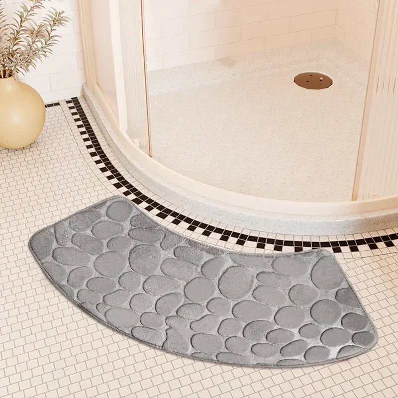 tapis bain moderne gris texture cailloux antidérapant salle bain 30cm 60cm 40cm 100cm