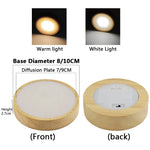 diffuseur lumineux circulaire bois naturel texture moderne bouton tactile base bois diffuseur plat led