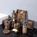 ensemble bain marbre moderne porte savon distributeur savon porte dentifrice marron noir
