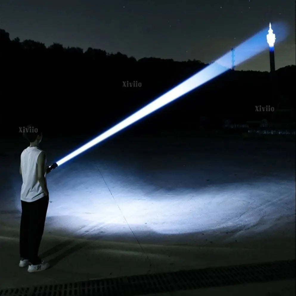 lampe torche led rechargeable puissante résistante autodéfense banque alimentation réglable distance