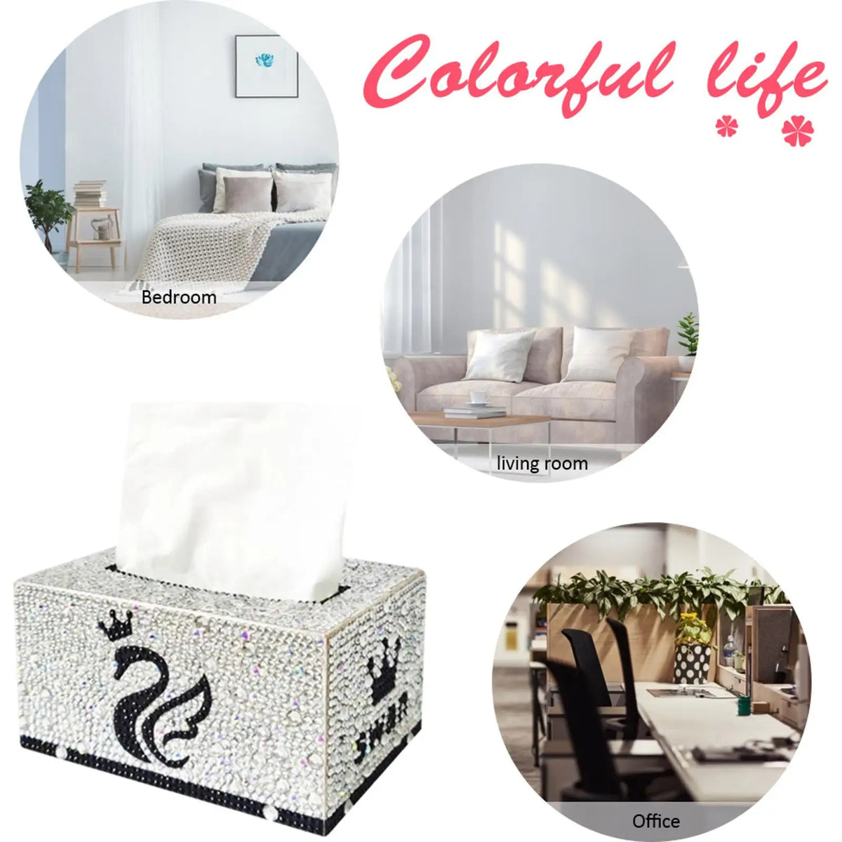 boîte mouchoirs moderne diamants géométrique fleurs adhésive couleur multiple decoration maison fournitures cadeau