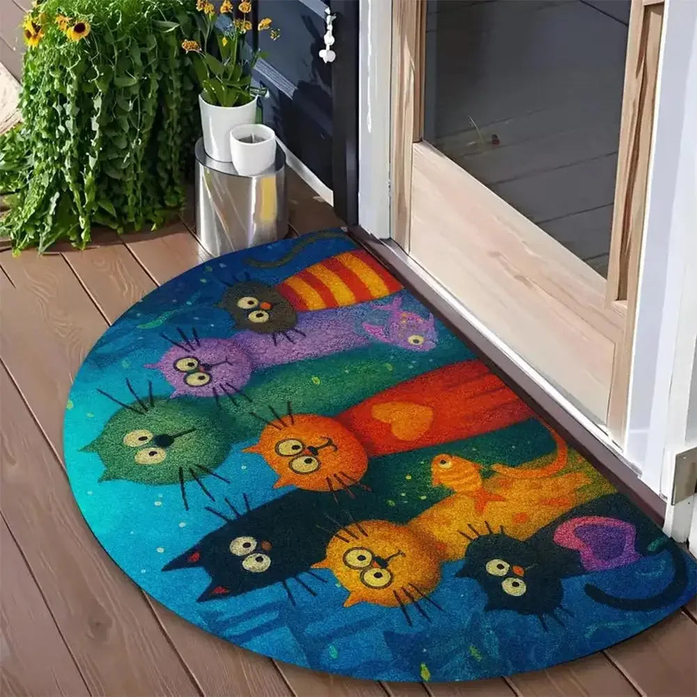 tapis d'entrée multicolore mosaïque antidérapant motif géométrique moderne classique