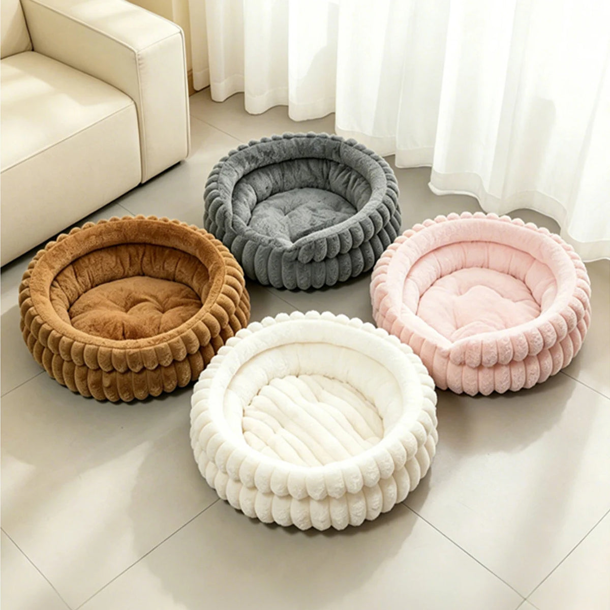 lit chien gris peluche moelleux moderne confortable coussin amovible douxintérieurDimensions40cm50cm60cm