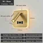 lampe murale multifonctionnelle moderne rechargeable usb noir blanc bronze laiton
