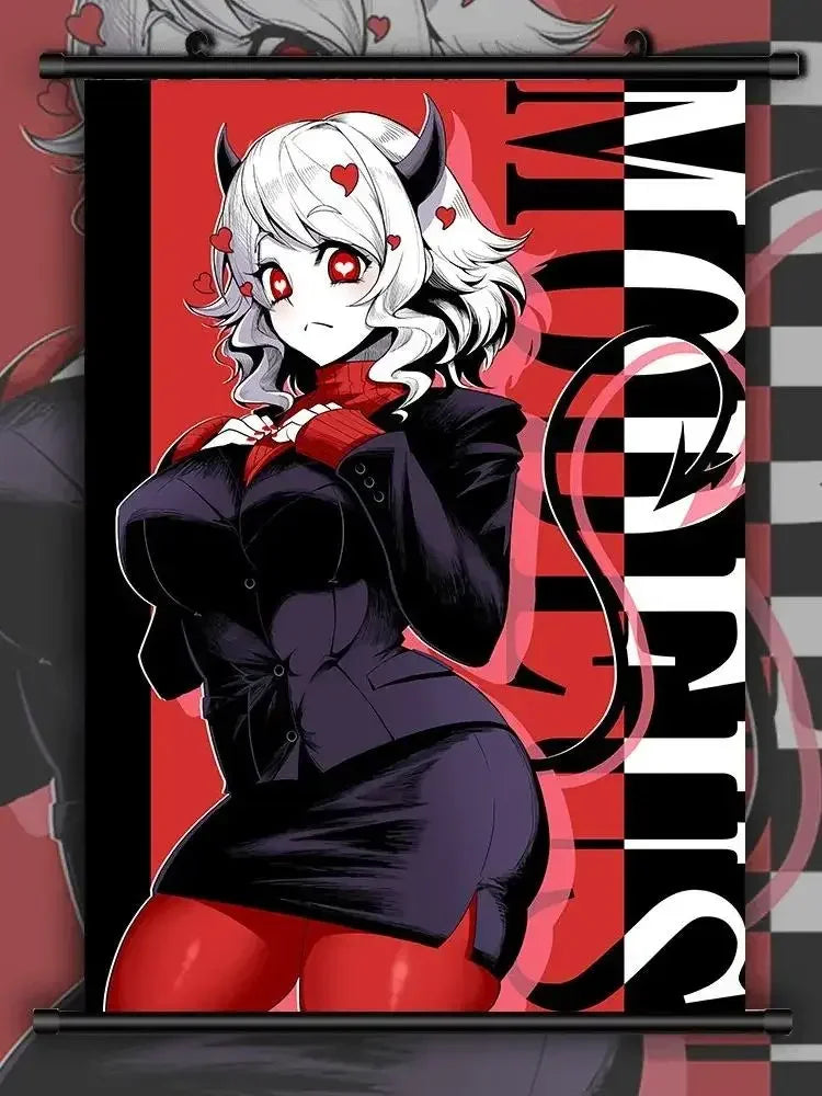 toile anime illustration graphique clips decoration salon blanc rouge noir vertical