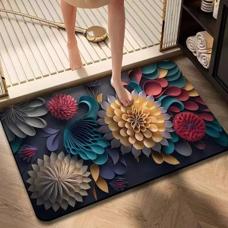 tapis multicolore fleurs relief moderne porte barre 40x60cm 50x80cm