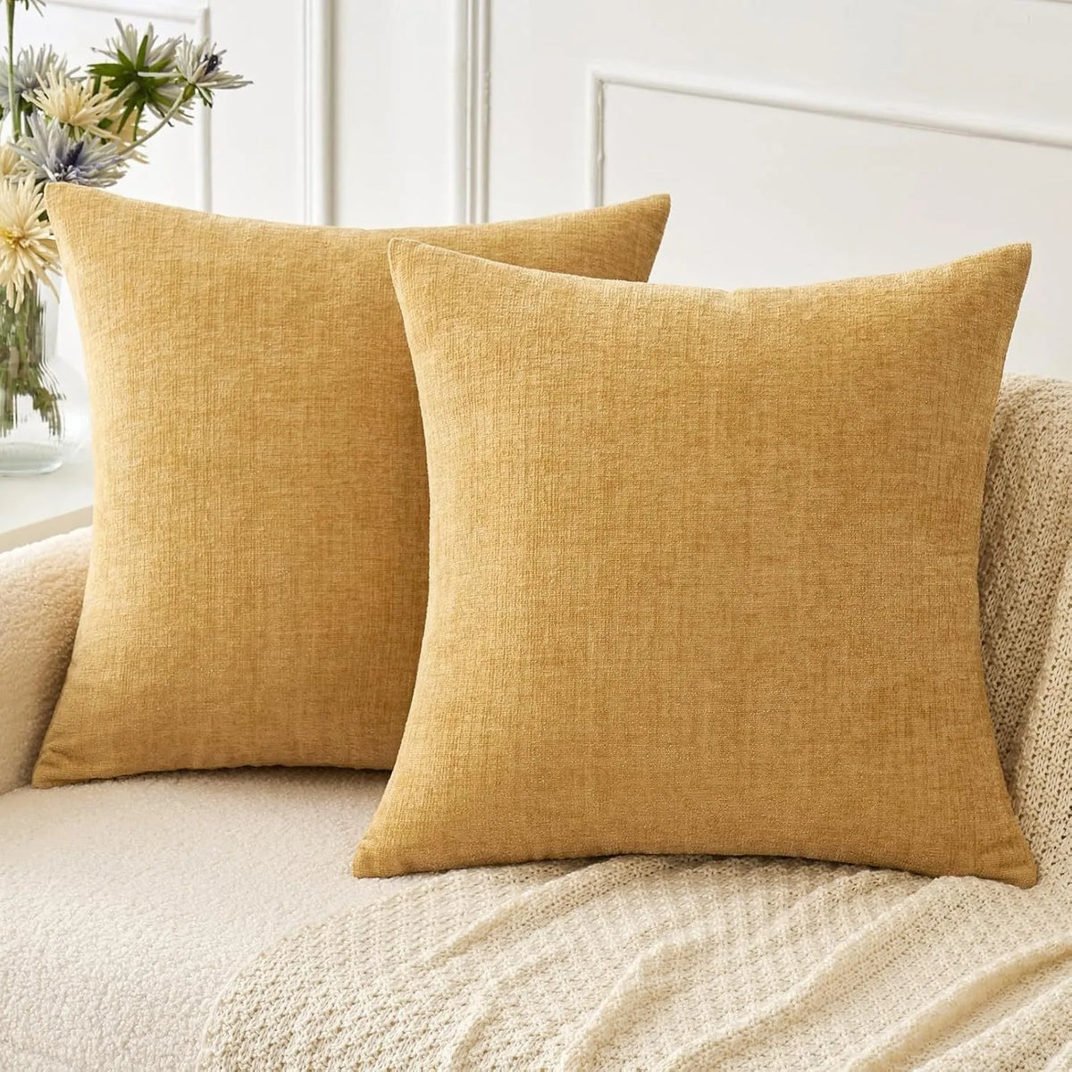 housse coussin carré vert olive texture lin moderne zip invisible canapé décoration maison
