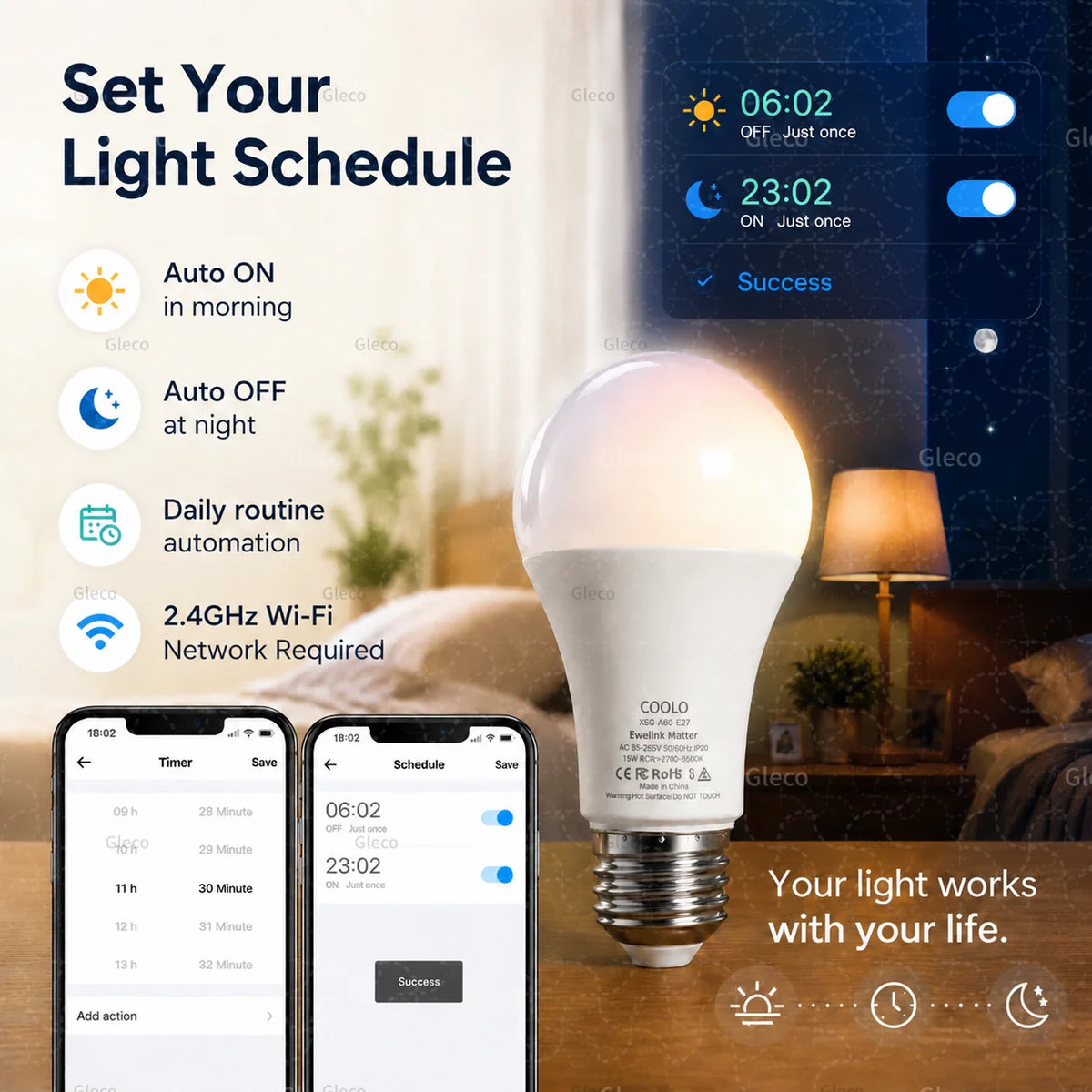 ampoule led intelligente e27 blanc moderne application ewelink google alexa homekit matter