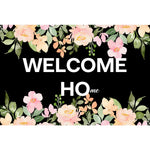 tapis d'entrée floral antidérapant résistant antibactéries moderne noir rose vert bienvenue