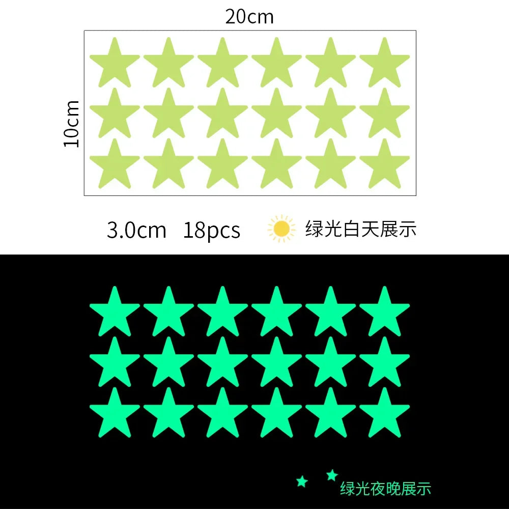 sticker lumineux étoiles vert fluo moderne adhésif chambre enfant décoration mur pièce