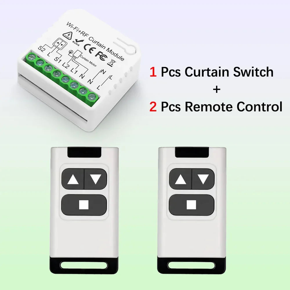 module rideau motorisé wifi rf blanc moderne batterie incluse télécommande 433mhz