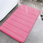 tapis bain mousse rayures beige noir doux moderne salle bain