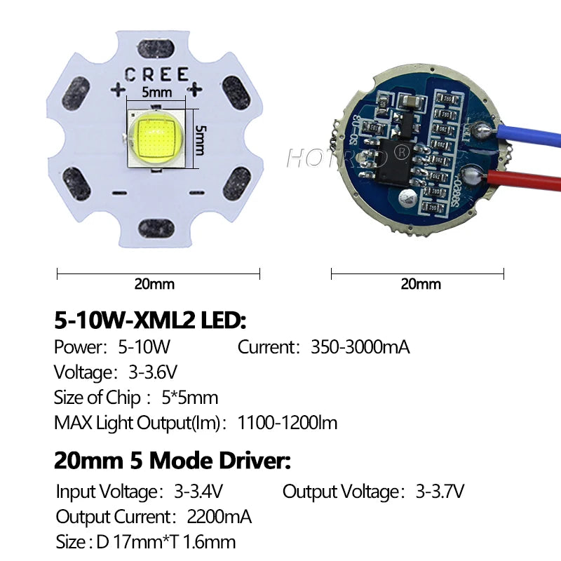 diodes led 20mm bleu clair jaune noir doré conducteurs pcb projecteur lampe torche phare