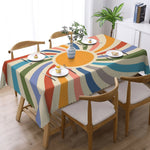 nappe rectangulaire imperméable multicolore rayures arc ciel moderne fête mariage table manger déco boho