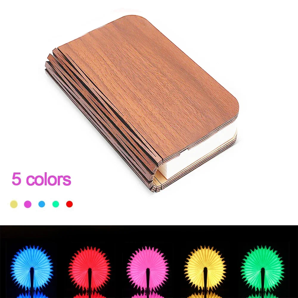 lampe led pliable forme livre bois naturel blanc moderne minimaliste clips magnétiques 5v usb