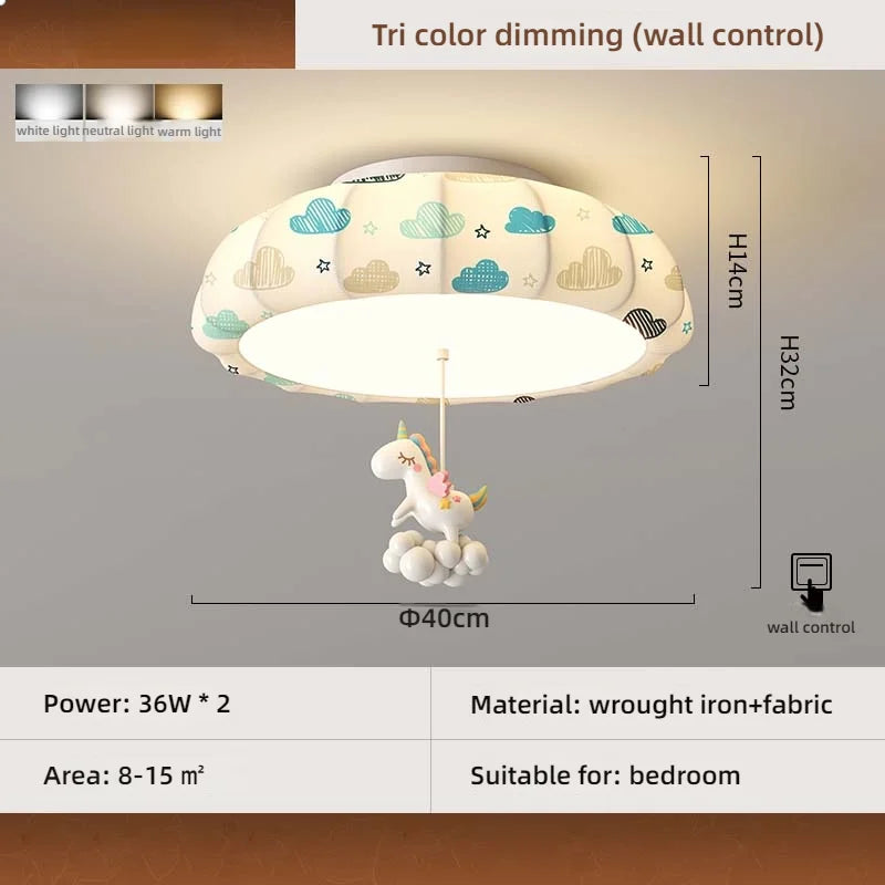 lampe moderne enfantine nuages ours rubans lapin blanc bleu rouge beige