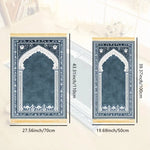 tapis prière bleu foncé motifs floraux doux lavable voyage prayer traditionnel