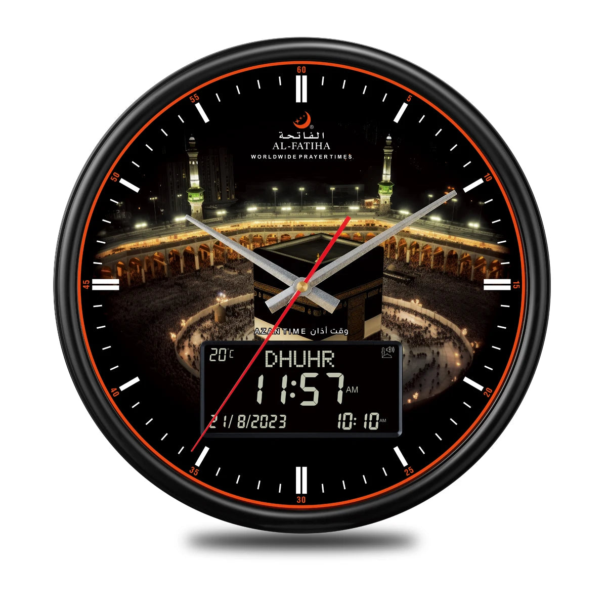 horloge murale moderne horaire azan calendrier hijri affichage numérique analogique İslam motifs