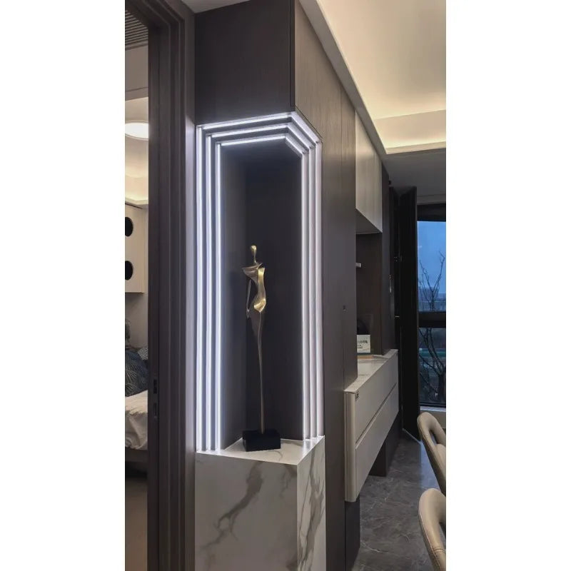 sculpture abstraite noire or argent résine contemporaine minimaliste 76cm haute qualité