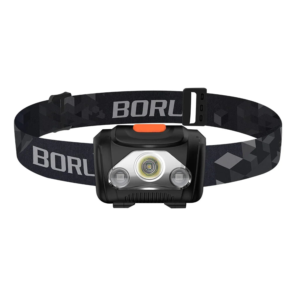 lampe frontale led noire orange ipx4 étanche camping chasse randonnée