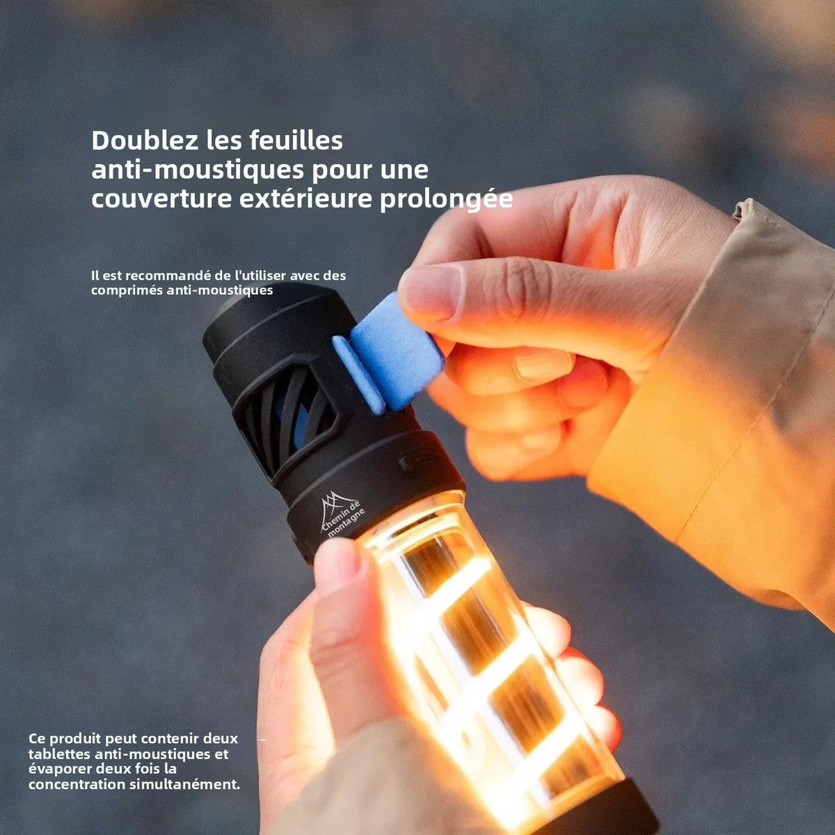 lampe camping anti moustiques spirale transparente moderne noir orange comprimés
