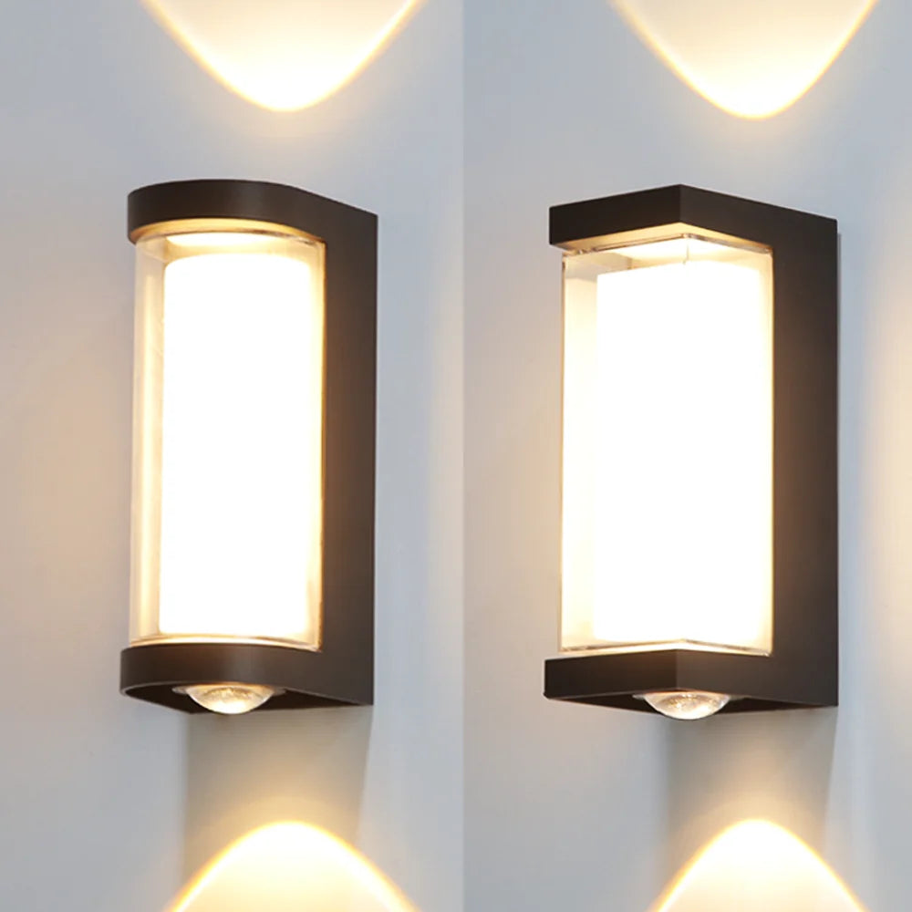 lampe murale extérieure ip65 moderne noire blanc translucide 12w haute luminosité autoinstallation