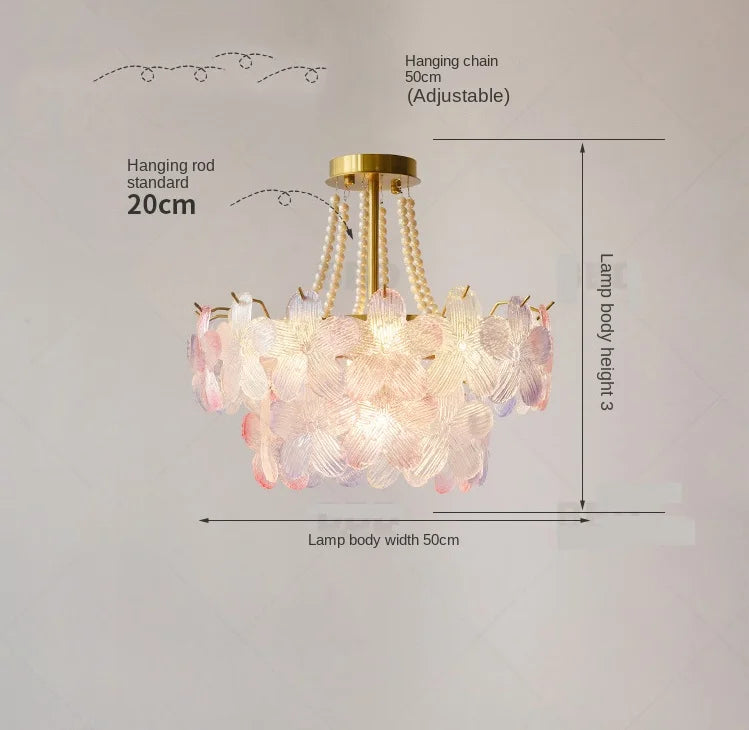 lampe suspendue classique rose fleurs chaîne ajustable blanc doré vintage chambre salon