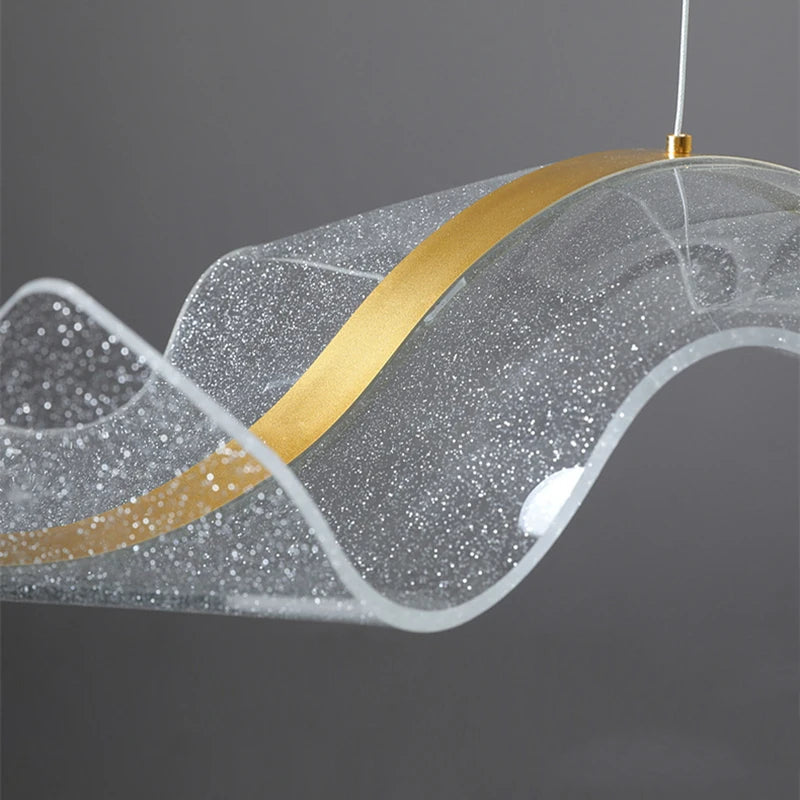 Suspension lumineuse moderne blanche dorée ondulée brillante LED 90 260V