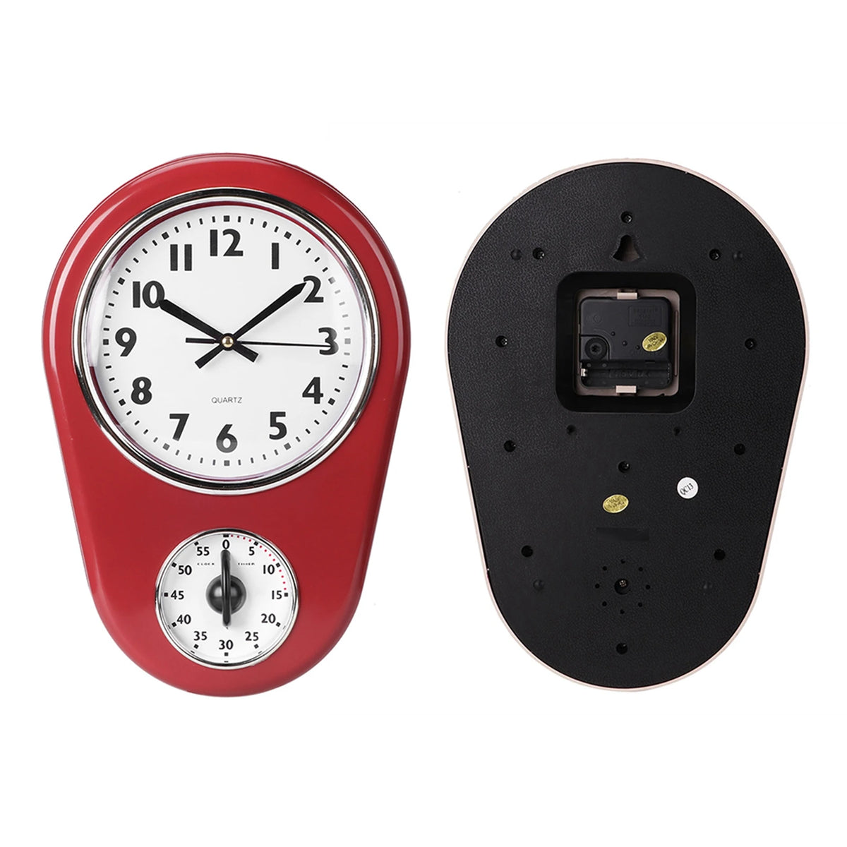 horloge murale classique rouge aiguilles cadran minuterie chiffres clairs rétro élégante intérieur vintage fonctionnelle