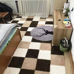 tapis modulable carreaux géométriques noir beige gris vert bleu rose moderne douillet insonorisant chambre