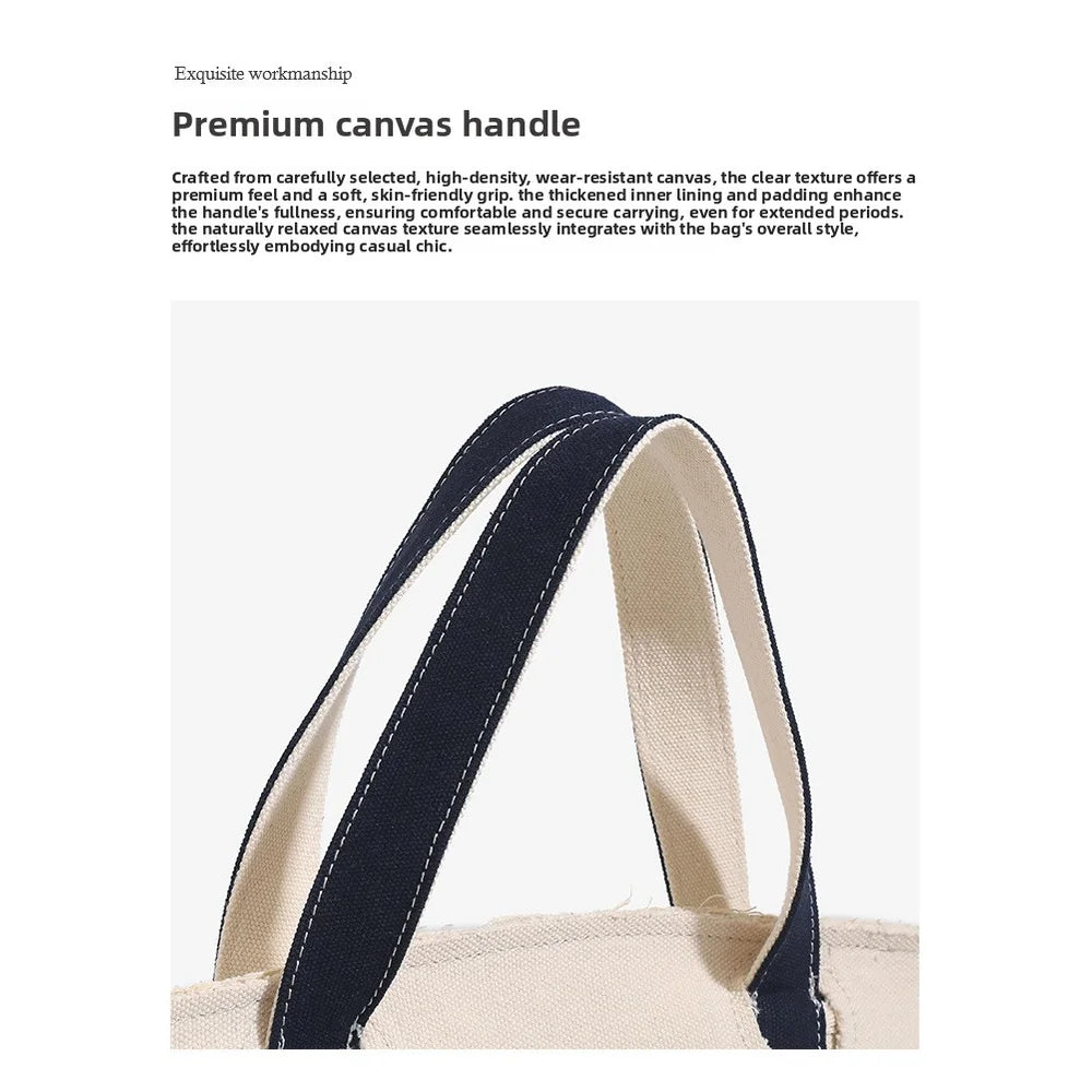 sac main toile coton beige noir vert rose poignées détachables casual chic rivets anti