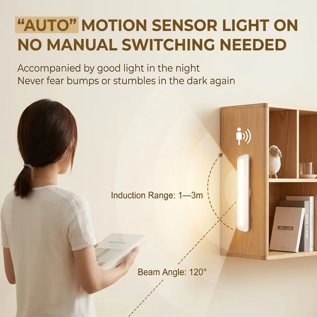 lampe motion sensor rechargeable led aimantée facile blanc moderne minimaliste détecteur mouvement chambre cuisine