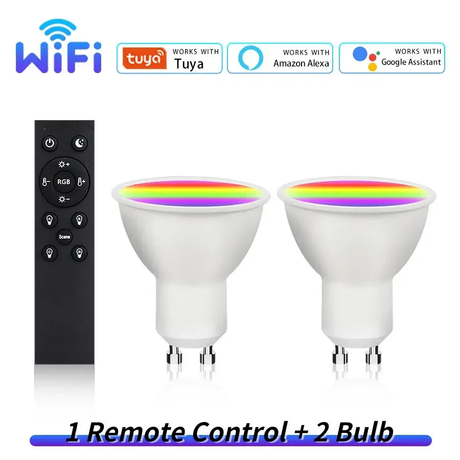 ampoule led wifi 5w 7w 9w gu10 projecteur blanc moderne télécommande application mobile