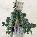 bouquet fleurs séchées naturel eucalyptus lavande vert jaune violet décoration intérieure bohème rustique