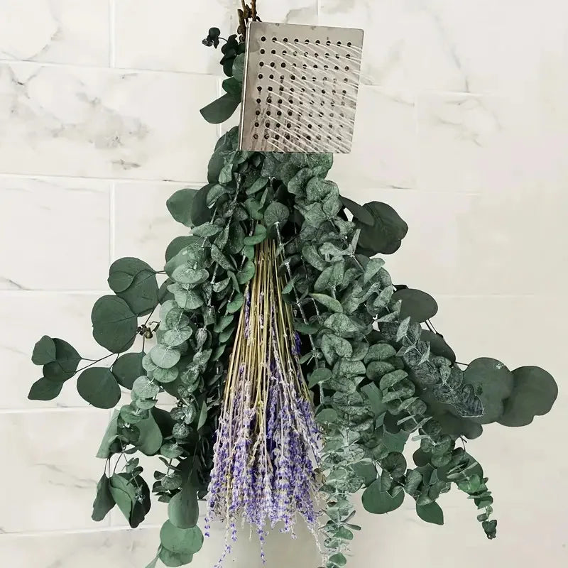bouquet fleurs séchées naturel eucalyptus lavande vert jaune violet décoration intérieure bohème rustique
