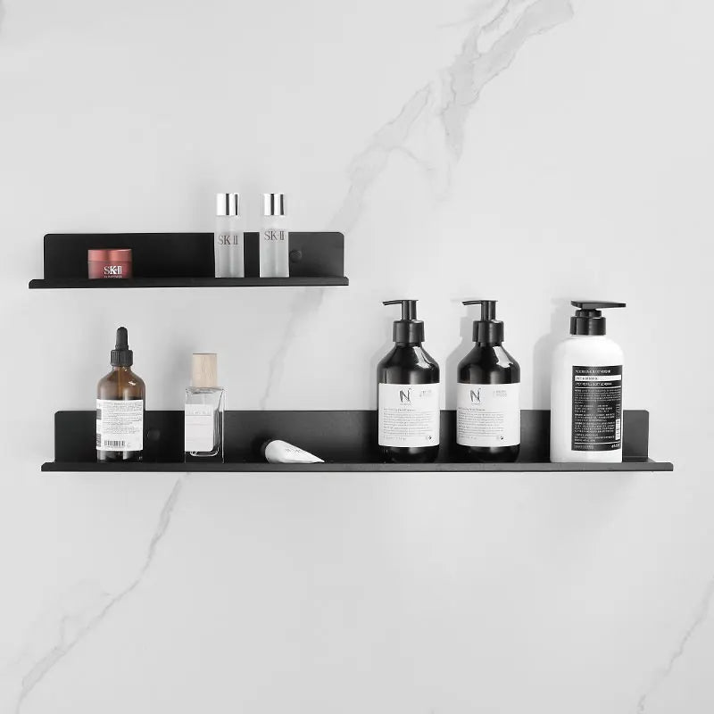 étagère murale noire adhésive aluminium moderne salle bain 20cm 30cm 40cm 50cm cosmétiques brosses
