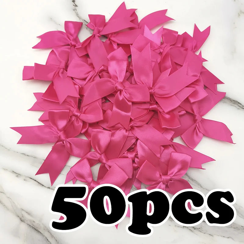 rubans satinés nœuds rose pâle classique opaques tissus décoratifs manuels fêtes 8.5cm 50 pièces