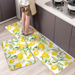 tapis moderne citron feuilles vertes fond blanc chambre salle bain extérieur 40x60cm polyester feutre