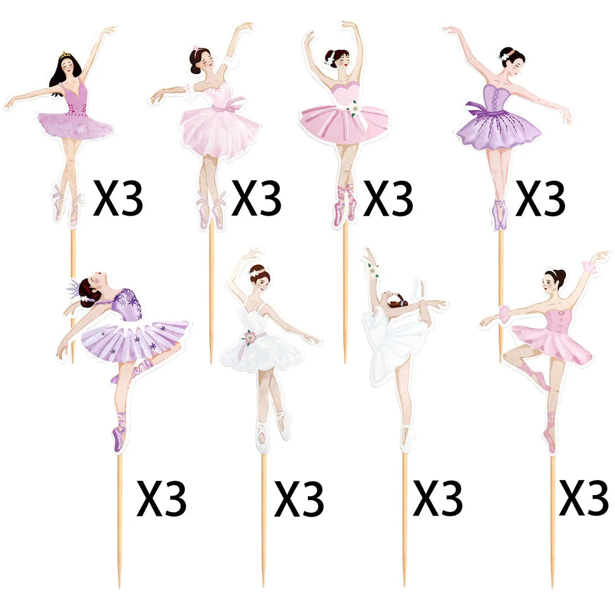 figurines danseuses blanches roses dorées plumes papillons classiques anniversaire mariage fêtes