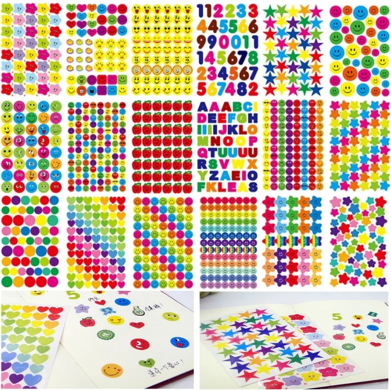 sticker enfant multicolore lettre étoile cœur brillant adhésif ludique décoration classeur agenda